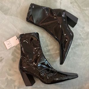 Zara Patent Leather Boots NWT